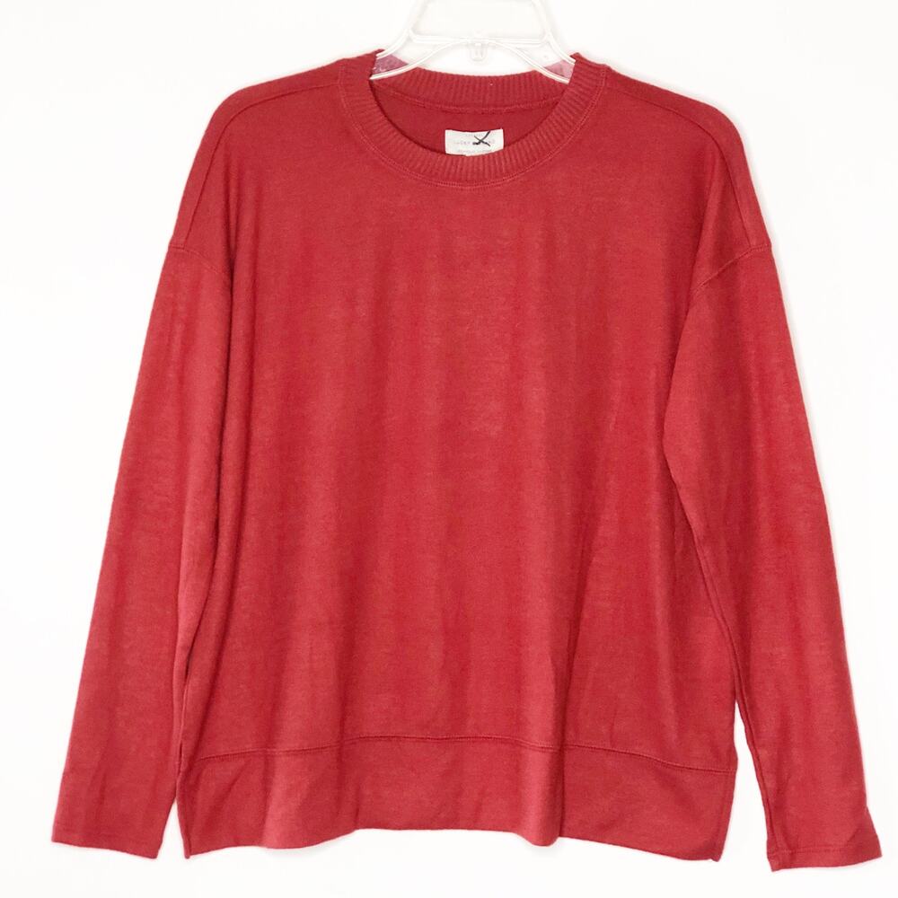 Lucky Brand Womens Sweater Size Small Long Sleeve Side Slits Soft Orange NEW